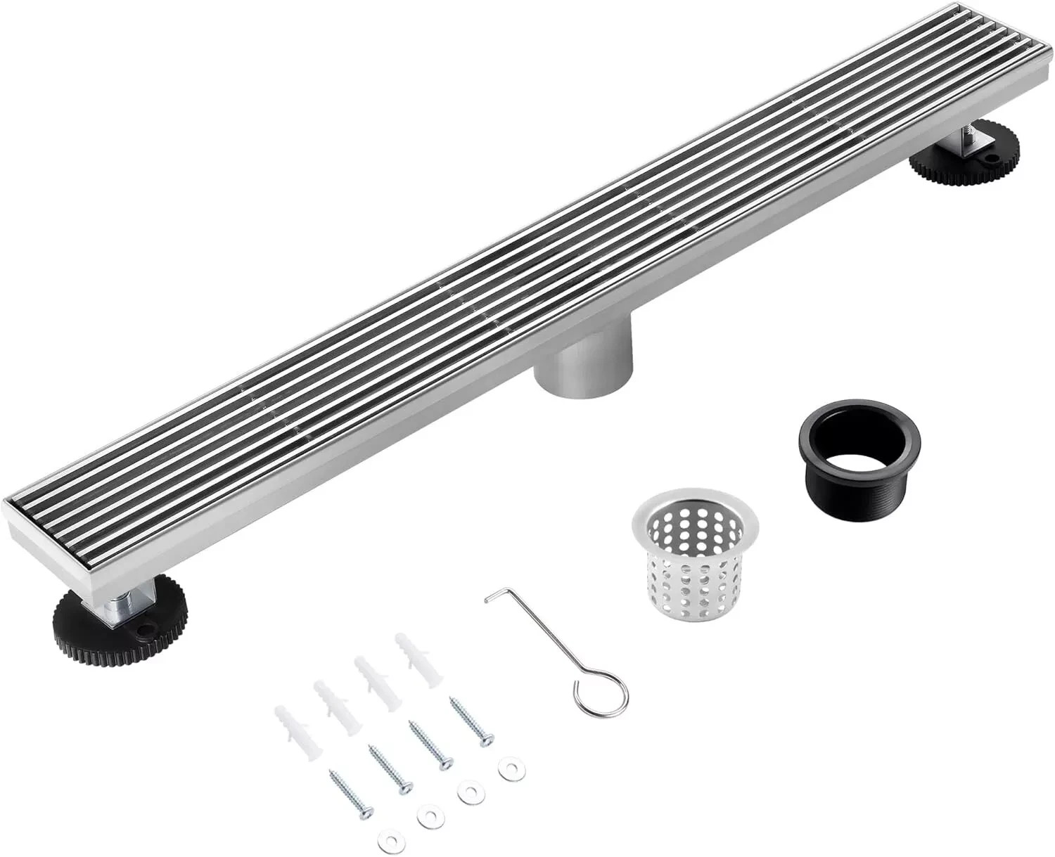 28" Linear Shower Drain Brushed Nickel, Removable Grate, 304 Stainless Steel 🛁