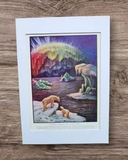 Vintage 1930s Aurora Borealis Northern Polar Bears Lights Book Print Picture 