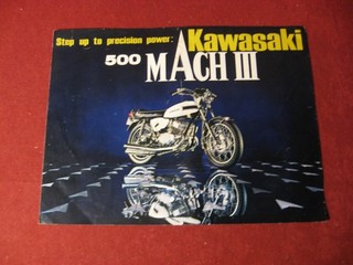 1970's Kawasaki 500 Mach III Motorcycle Sales Brochure Booklet Catalog Old