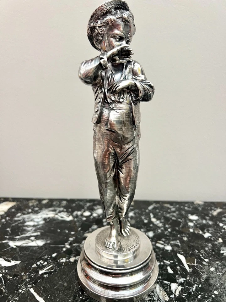 Auguste Louis Lalouette 1826-1884 -Jeune Enfant   Sculpture Bronze Argenté - Photo 2/4