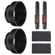 2 Pieces 77mm Rubber Camera Lens Hood with Cloth and Cleaning Pen