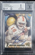 1998 Peyton Manning Press Pass Signings Autograph Rookie Card Beckett 8/9