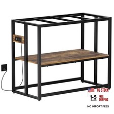 Fish Tank Stand with Power Outlets, 660LBS 40 Gallon Rustic Brown with Outlet