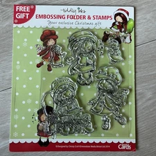 Tiddly Inks Christy Croll Christmas Clear Cling Stamps Missing Embossing Folder