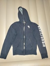 Abercrombie Kids Hoodie Youth XL Navy Blue Full Zip Fleece Moose Spell Out