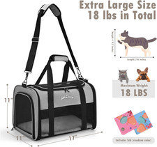Airline Approved Pet Carrier Cats Small Dogs up to 18 Lbs Soft Sided Travel Grey