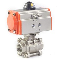 1/2" Pneumatic Air Actuated Ball Valve 3-Piece Single-Acting Pneumatic Ball