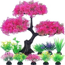 Aquarium Artificial Plastic Plants Green Tree Grass Fish Tank Decor Realistic
