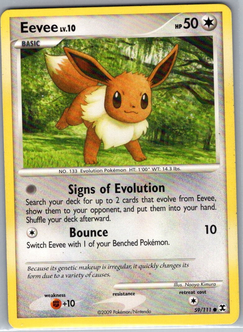 Eevee 59/111 Non Holo Rising Rivals - Pokemon Card - LP