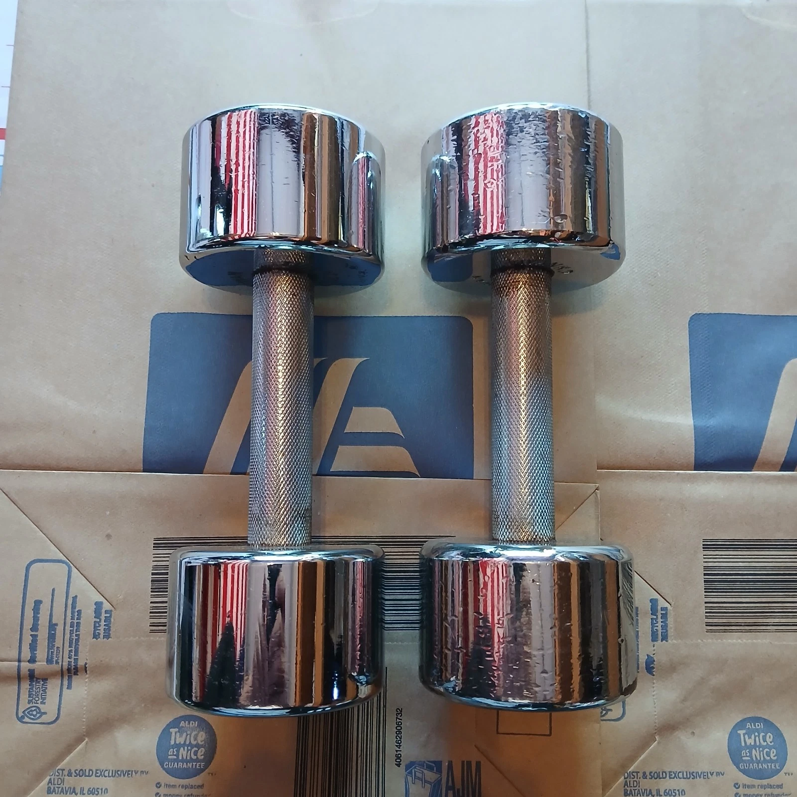 2x IVANKO 15 Lb Dumbbell Chrome Finish Textured Handle 30 Lb Total Rare Vintage!