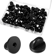 100 PCS Rubber Pin Backs, Lapel Pin Backs PVC Rubber Pinback Pins Safety for Bro