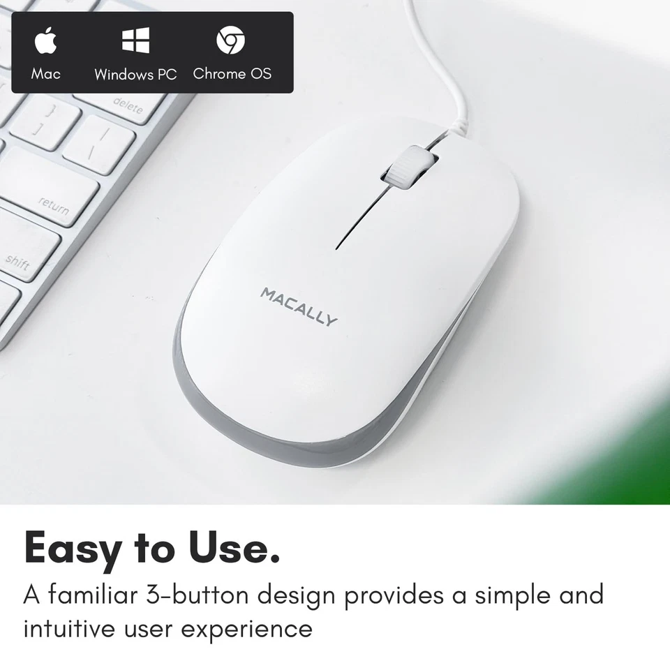 USB Wired Mouse for Mac and Windows - Plug and Play 3 Button Corded Computer ... - Image 2 of 4