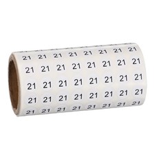 0.4" Small Round Number Stickers Roll, 1000 Pcs Circle Labels, Black Number 21