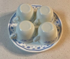 Corelle Morning Blue 10.25” (6) Dinner Plates (4) Coffee Cups Milk Glass READ