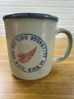 Red Wing Stoneware Co Crock Coffee Mug Blue Rim Red Wing Logo Beige 10oz USA