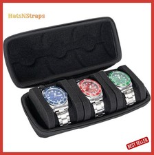 Watch Storage Box 3 Slot Hard Shell Travel Case Shockproof Foam Padding Zipper