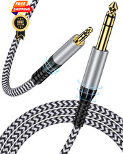 6.35mm to 3.5mm Audio Cable, Braided 1/4" TRS Male 1/8" 2 meters, White