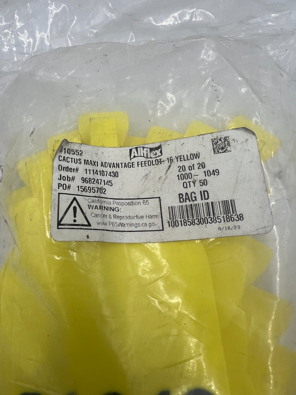 PACK OF 50 Allflex Maxi Advantage Feedlot 16 Yellow Cattle Ear Tags ...
