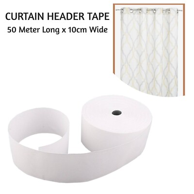 50 METER VORHANG KOPF BAND UNI WEISS 4 ZOLL BREIT