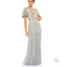 MAC DUGGAL 5538 EMBELLISHED V NECK BUTTERFLY SLEEVE COLUMN GOWN NWT Sz 18