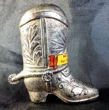 Vintage Metal Cowboy Boot Salt Shaker "Souvenir of Hot Springs, N. M."