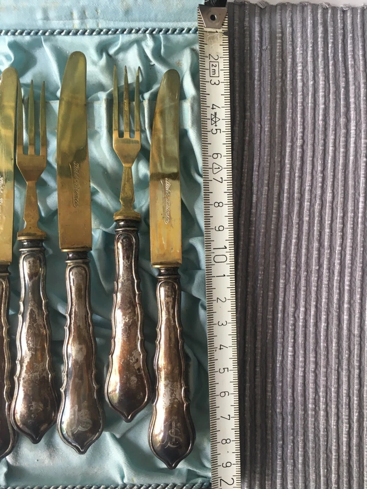12-teiliges Besteck, Stahlbronze, antik, OVP; Freytag-Rütger Juweliere - Bild 4 von 4
