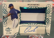 2021 Leaf Trinity Orelvis Martinez Prospect Patch Auto Blue /99 Blue Jays