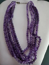 Ross and Simons Genuine AFRICAN AMETHYST 5 Strands Necklace Silver 925 NWOT 