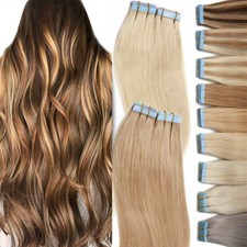 Tape in Hair Extensions Human Hair Seamless Skin Weft Remy Hair Highlight Blonde