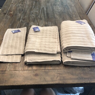 Cotton 6 pc Towel Set with Large Hand Towels Beige