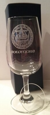 BOWMORE ISLAY CREST GLENCAIRN DEGUSTATION COPITA NOSING GLASS W/ WATCH GLASS COV