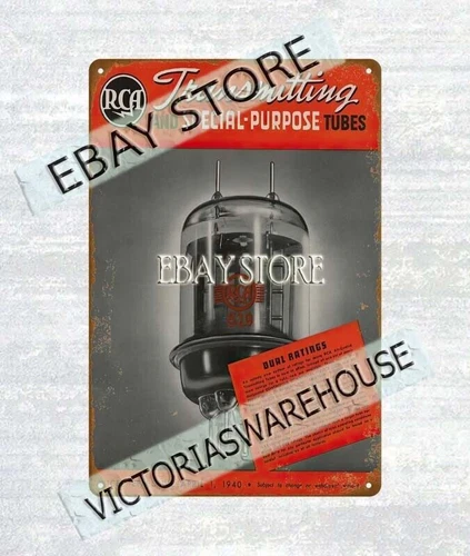 1940 RCA Transmitting Special Purpose Tubes Vacuum metal tin sign art wall
