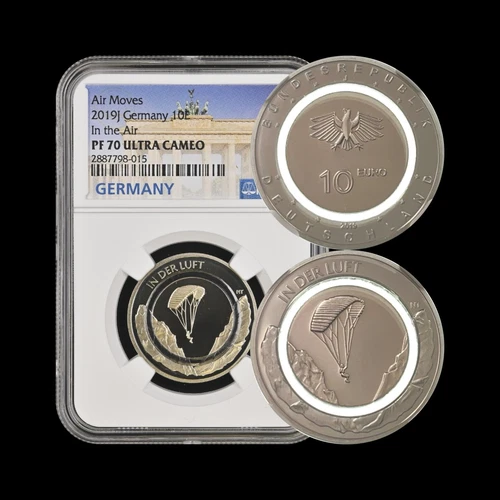 GERMANY. 2019, 10 Euro - NGC PF70 - Top Pop 🥇 In the Air, Hamburg, Polymer