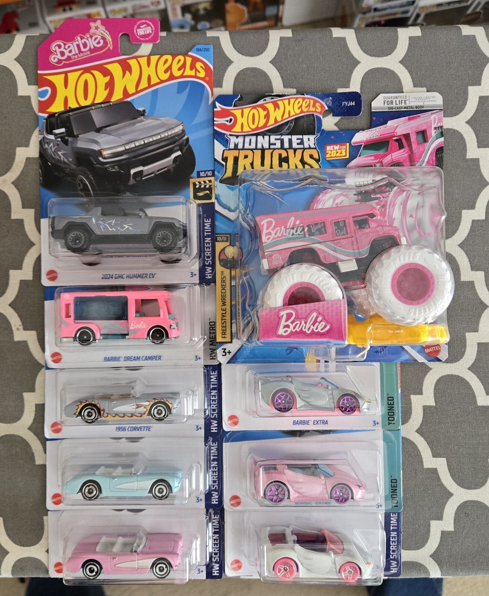 Hot Wheels Barbie Collection Moster Trucks, Camper, Corvette