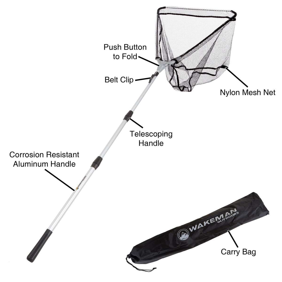 Fishing Net with Telescoping Handle- Collapsible and Adjustable Landing Net