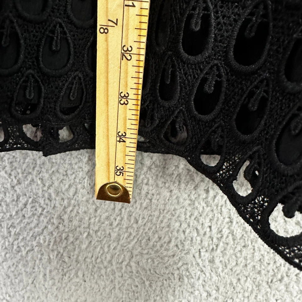 Cynthia Rowley Fit & Flare Dress Womens 4 Black Eyelet Crochet Long Sleeve Boho - Image 4 of 4