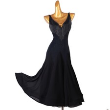 NEW Latin Ballroom Dance Dress Modern Salsa Waltz Standard Long Dress F901 Black