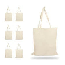 Tote Bags Bulk - 100% Cotton Reusable Shopping Bags - 6 & 12 Pack Grocery Bag...