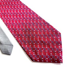 Tommy Hilfiger Blue Red Woven In England Geometric Two-Tone Wide Silk Tie