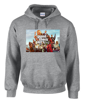 GTA V GTA 5 Grand Theft Auto 5 Rockstar Grau Hooded Kapuzenpullover- 3289 -GR