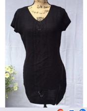 NWT Made for Me to Look Amazing Black Knit Dress Zipper Accent Short Sleeve XL