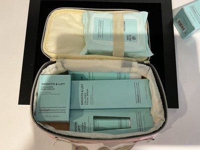 Lot Of 8 New, Unopened Global Body  Face Care Skin Products & 2 Makeup Bags.