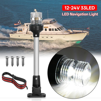 #ad 12quot; Marine Boat Yacht LED Navigation Light Fold Down Stern Anchor Pole Lamp 3NM $16.55