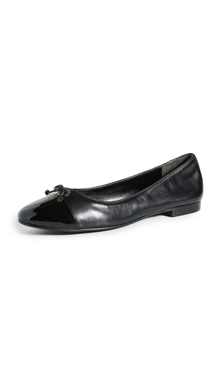 Tory Burch Cap Toe Ballet Flats Perfect Black Leather Women's 7.5 M