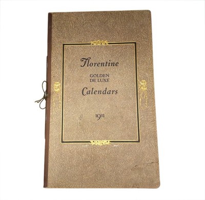 1931 Art Calendar Salesman Sample Book Florentine Golden DeLuxe CE South 11''x18''