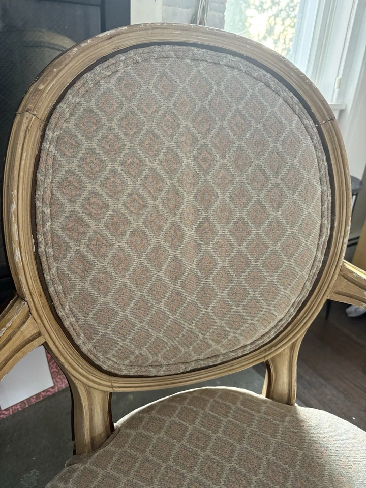 Pair Of Upholstered Antique King Louis XVI Walnut Chairs - Image 4 of 4