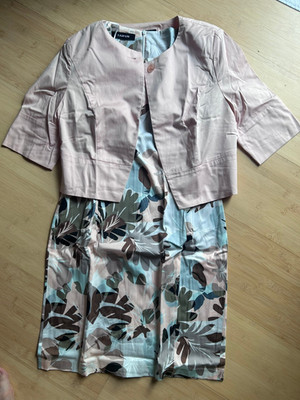 Damenkleid von Taifun naturtöne floral mit Jäckchen Gr.40 Super schön