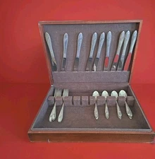 Vintage Tudor Plate Oneida Community Queen Bess II Flatware Set 33 Pcs with Box