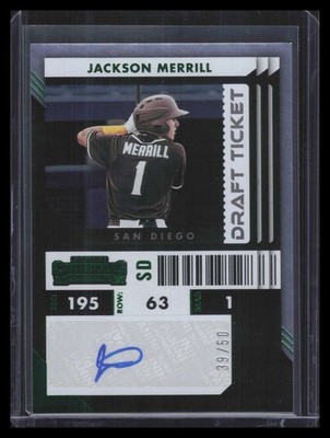 全豪オープン98パネル 6枚セット Mary Joe Fernandezサイン入 2022 Panini Contenders Prospect Draft Ticket Green Jackson Merrill