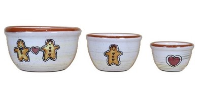 VTG 2002 Set of 3 Boyd s Bearware Pottery Spice Nesting Bowls ~ Gingerbread New